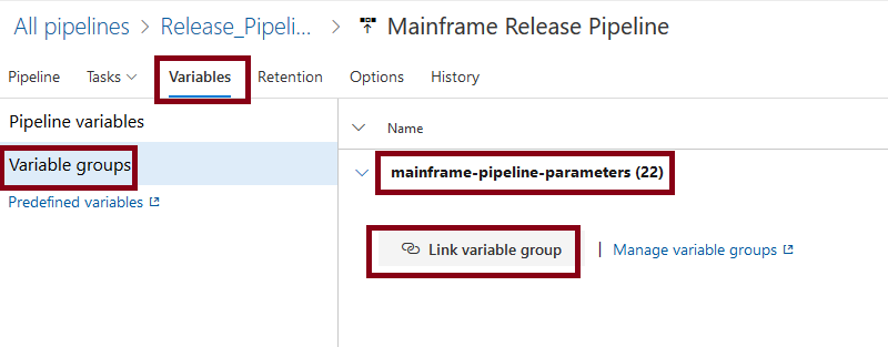 Azure DevOps Release Pipeline Group Variables