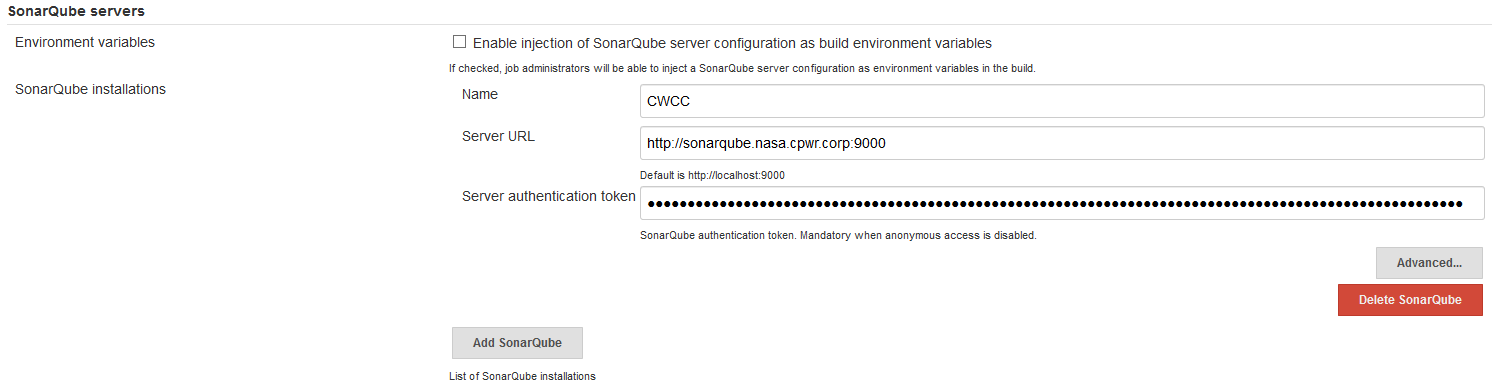 SonarQube Server Name